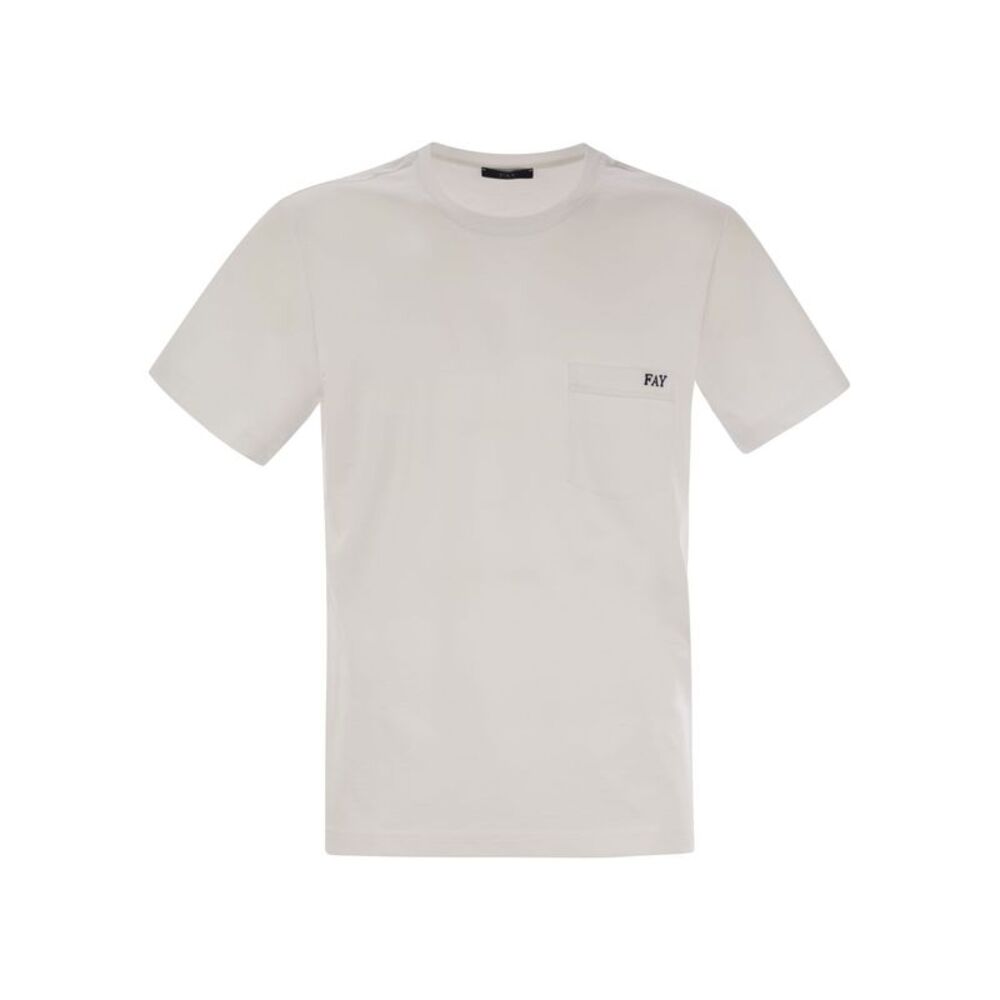 Fay Men Cotton T-Shirt With Pocket